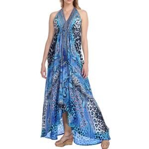 True Colors by La Moda Hi Low Frill Maxi Dress Size Small Medium Resort Flowy